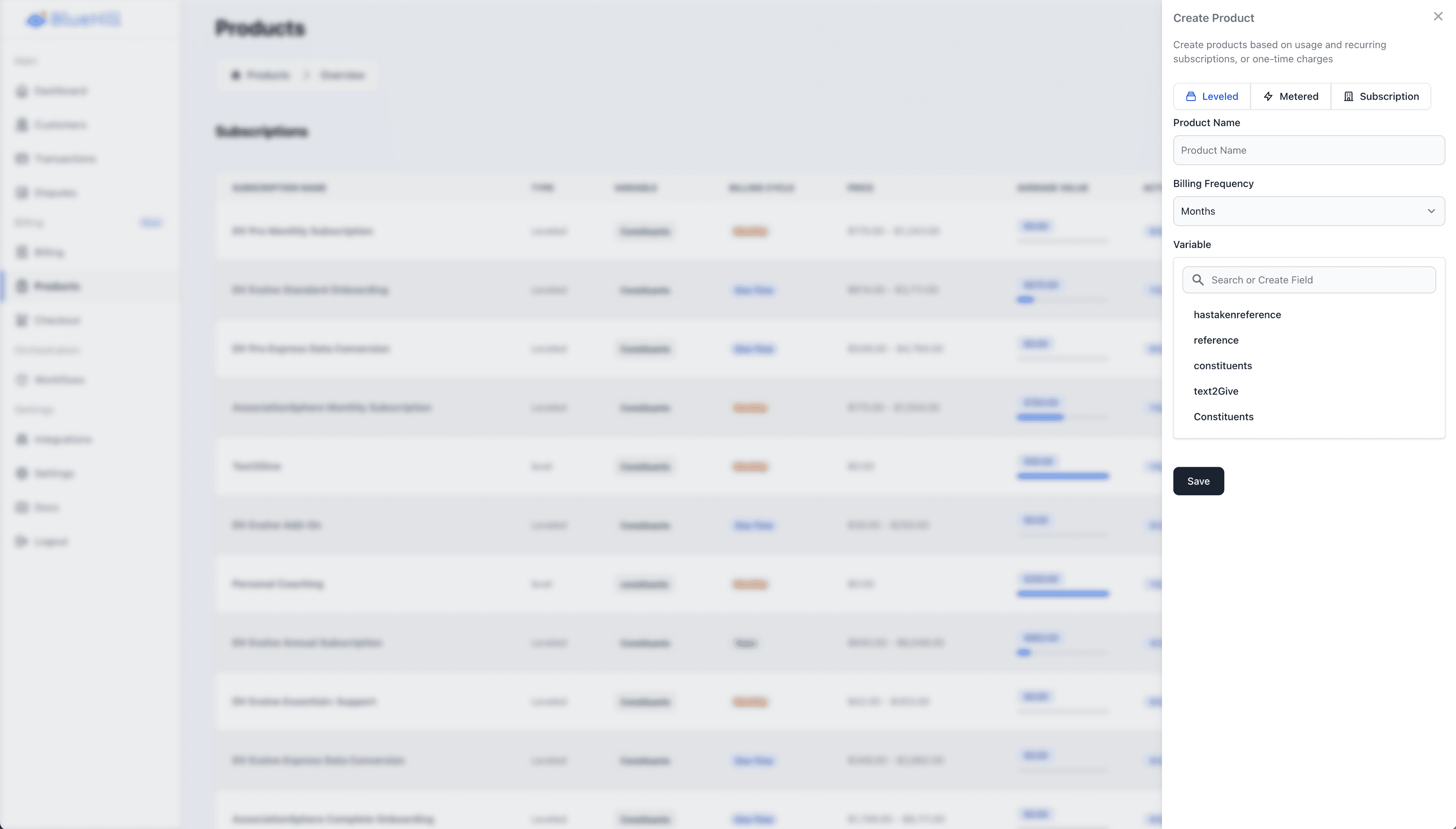 Customer profile user interface